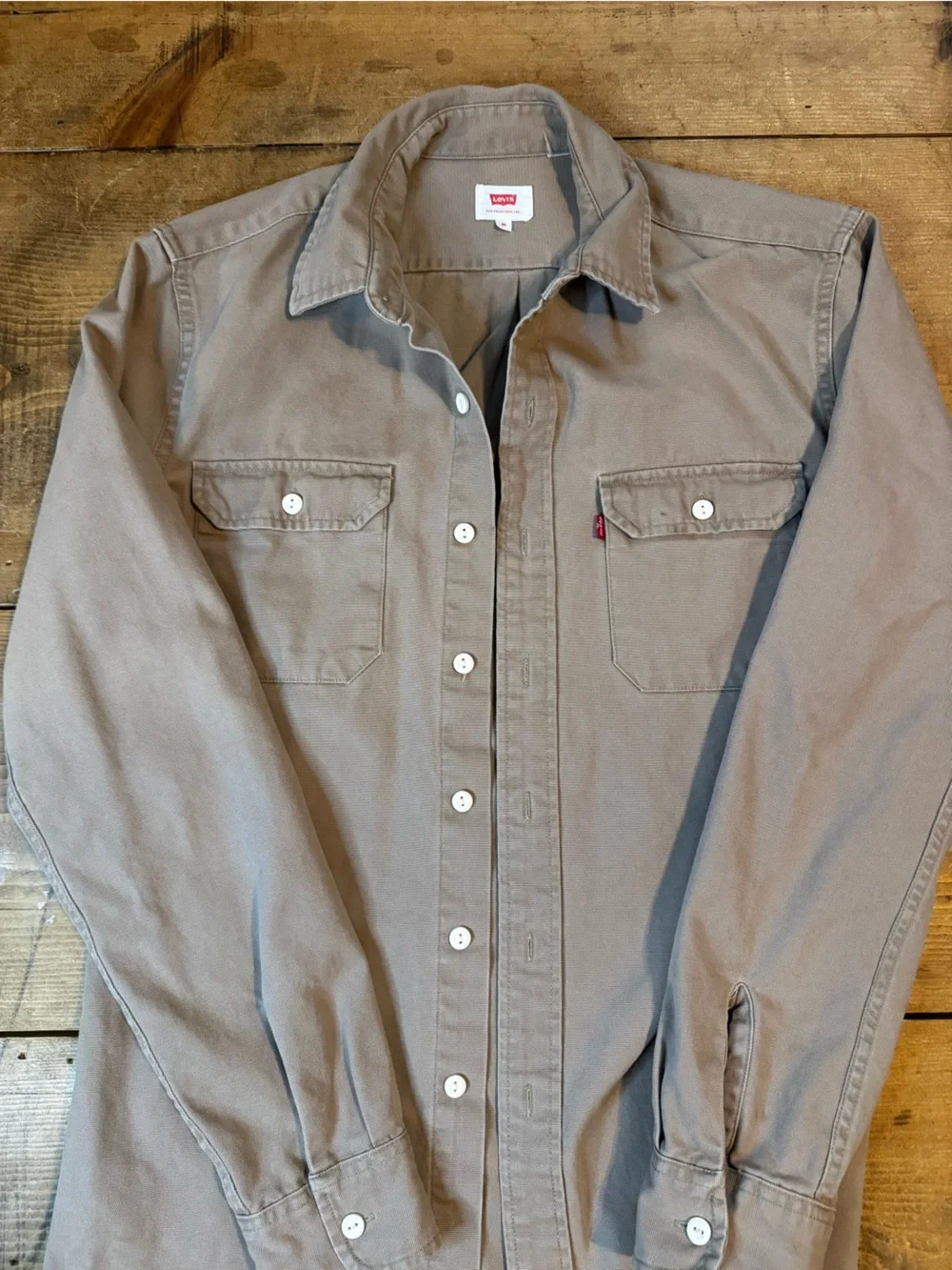 Vintage Levi's Men's Taupe Button-Front Shirt Jacket